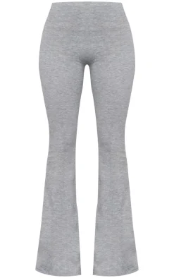 Grey Marl Cotton High Waist Flared Pants