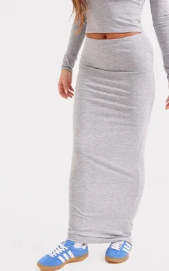 Grey Marl Cotton Maxi Skirt