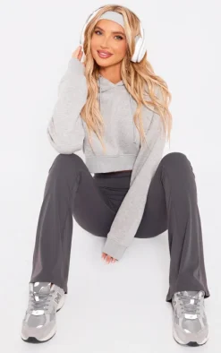 Grey Marl Cropped Hoodie