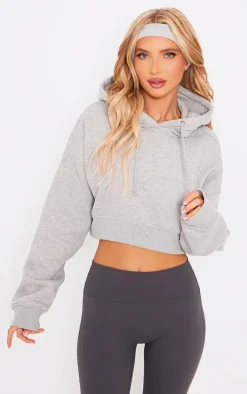 Grey Marl Cropped Hoodie