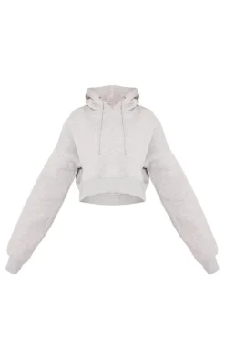 Grey Marl Cropped Hoodie