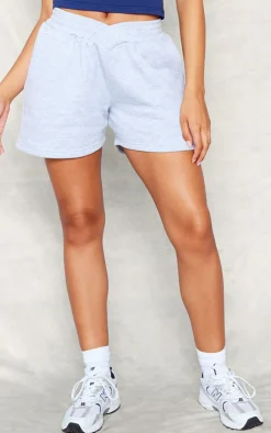 Grey Marl Dipped Hip Sweat Shorts