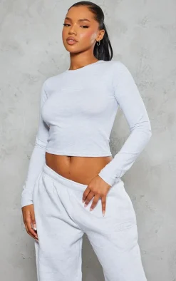 Grey Marl Embossed Studio Archives Long Sleeve T Shirt