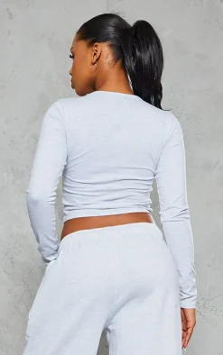 Grey Marl Embossed Studio Archives Long Sleeve T Shirt