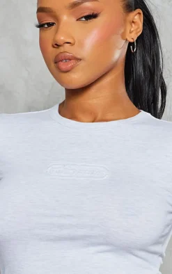 Grey Marl Embossed Studio Archives Long Sleeve T Shirt