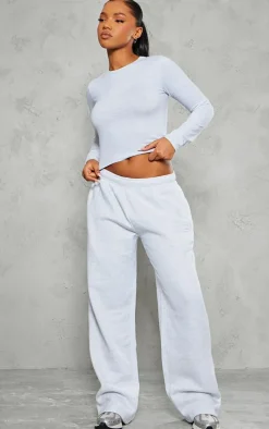 Grey Marl Embossed Studio Archives Wide Leg Sweatpants