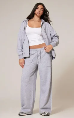 Grey Marl Exposed Seam Detail Zip Up Hoodie