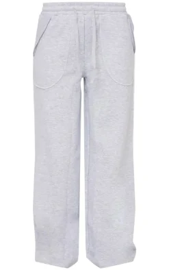 Grey Marl Exposed Seam Detail Wide Leg Sweatpants