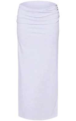 Grey Marl Foldover Cotton Maxi Skirt