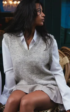 Grey Marl Knit Sweater Vest