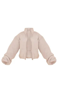 Grey Marl Knitted Puffer Jacket