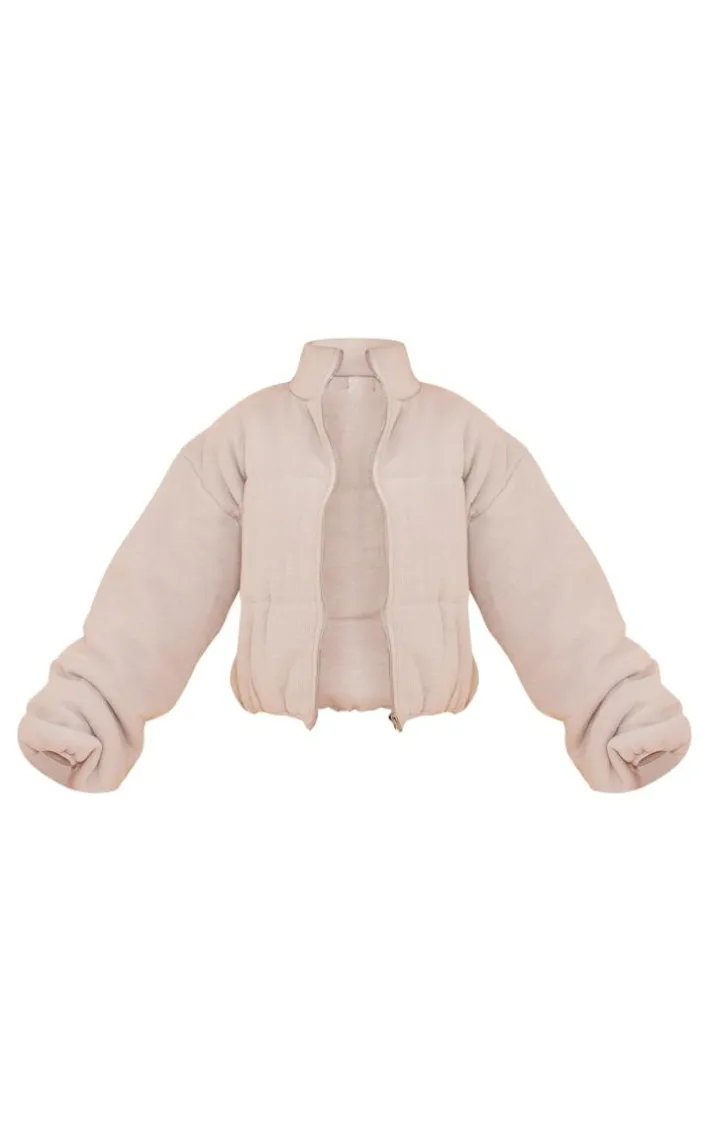 Grey Marl Knitted Puffer Jacket