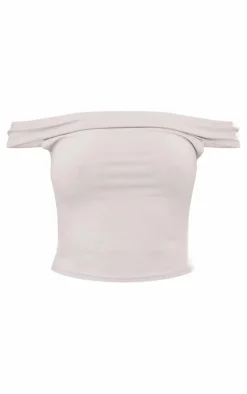 Grey Marl Modal Cotton Bardot Long Top