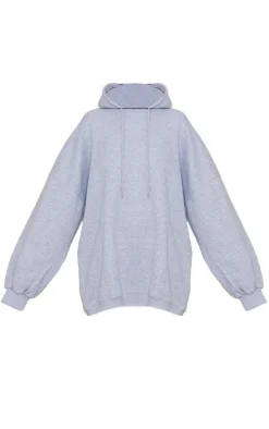 Grey Marl Oversized Hooded Sweatshirt Dress