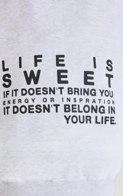 Grey Marl Print High Neck Quarter Zip Sweatshirt