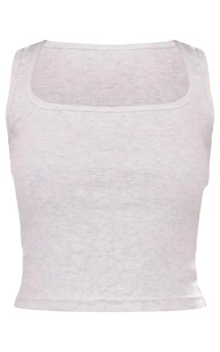 Grey Marl Rib Scoop Neck Vest