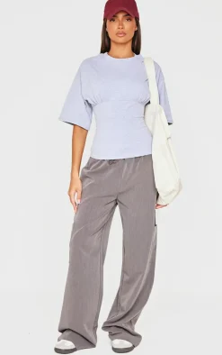 Grey Marl Ruched Bust Detail Fitted T Shirt