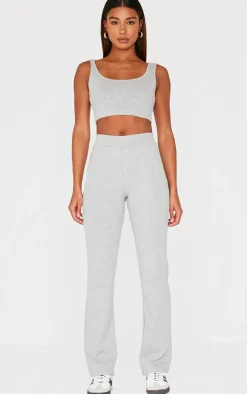 Grey Marl Scoop Neck Crop Top
