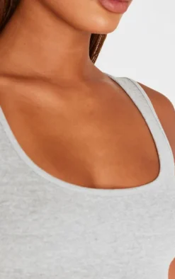 Grey Marl Scoop Neck Crop Top