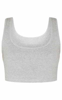 Grey Marl Scoop Neck Crop Top