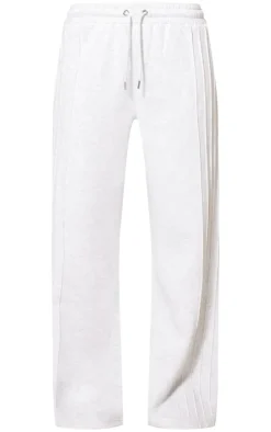 Grey Marl Seam Detail Wide Leg Sweatpants