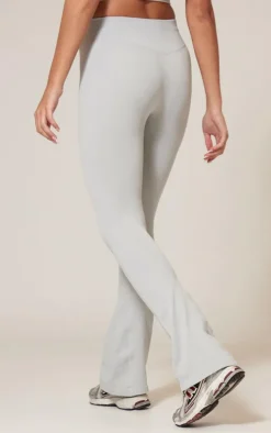 Grey Marl Seamless Rib Flare Yoga Pants