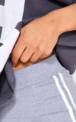 Grey Marl Soft Touch Seamless Stripe Hot Pant