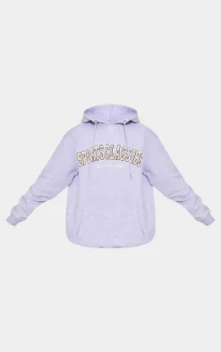 Grey Marl Sports Classic Borg Printed Hoodie