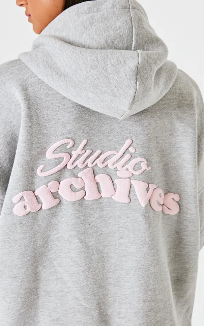 Grey Marl Studio Archives Zip Up Hoodie