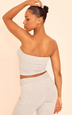 Grey Marl Studio Badge Detail Bandeau Top