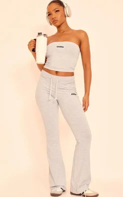 Grey Marl Studio Badge Detail Bandeau Top