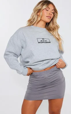 Grey Marl Studio Mode Embroidered Sweatshirt