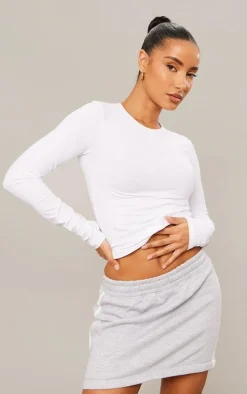 Grey Marl Sweat Zip Off Side Stripe Maxi Skirt