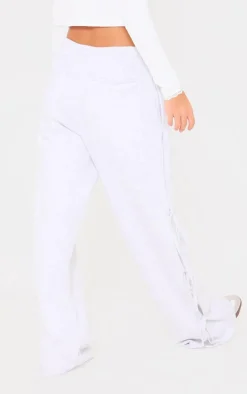 Grey Marl Tie Side Detail Wide Leg Sweatpants
