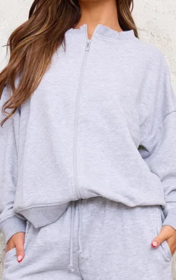 Grey Marl Zip Up Sweatshirt
