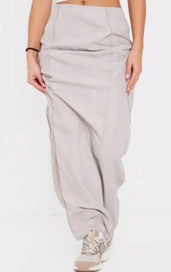 Grey Peached Seam Detail Maxi Skirt