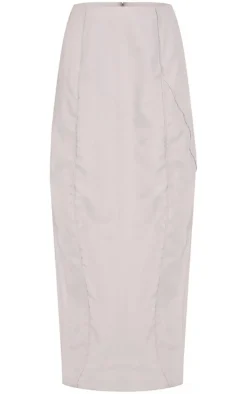 Grey Peached Seam Detail Maxi Skirt