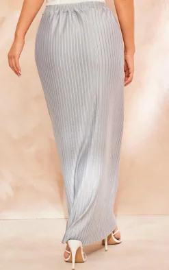 Grey Plisse Flowy Maxi Skirt