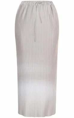 Grey Plisse Flowy Maxi Skirt