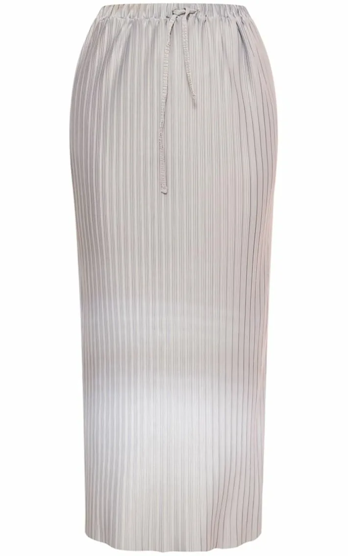 Grey Plisse Flowy Maxi Skirt