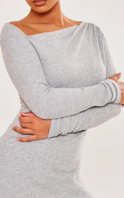 Grey Rib Cut Out Shift Dress