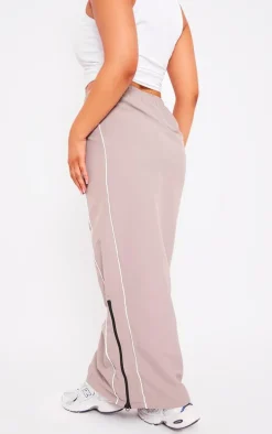 Grey Shell Toggle Waist Motocross Maxi Skirt