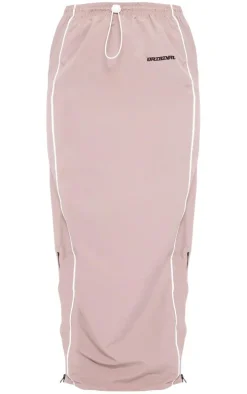 Grey Shell Toggle Waist Motocross Maxi Skirt