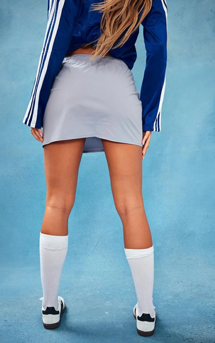 Grey Shell Zip Side Toggle Waist Motocross Mini Skirt