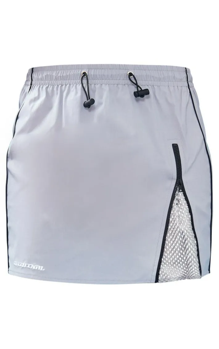 Grey Shell Zip Side Toggle Waist Motocross Mini Skirt