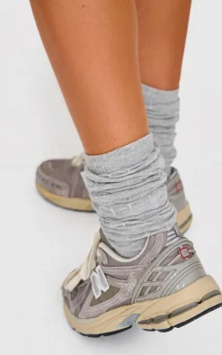 Grey Slouchy Knitted Socks