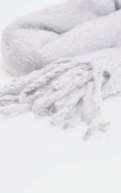 Grey Soft Blanket Tassel Scarf