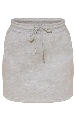 Grey Sweat Drawstring Waist Mini Skirt