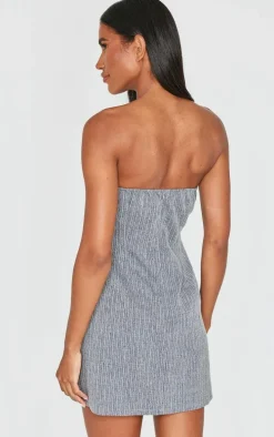 Grey Twill Bandeau Shift Dress
