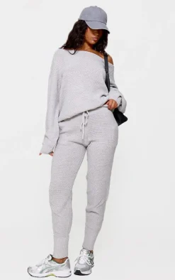 Grey Waffle Knitted Lounge Set